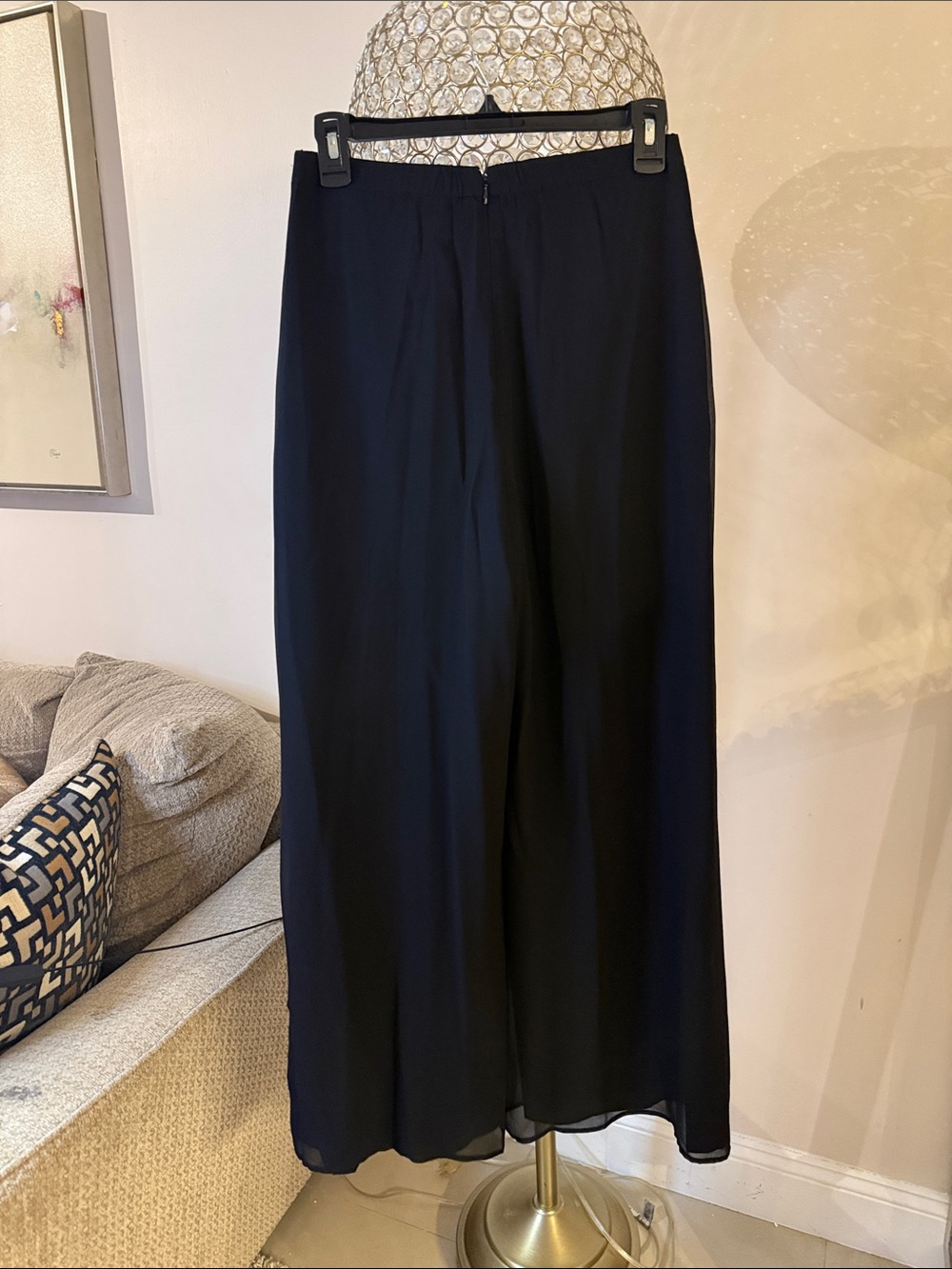 ST. John evening Flowing Black silk pants with Wide leg size 2 - Picture 4 of 5